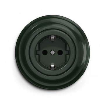 Reblig - Priză retro pentru locuință cu ramă SCHUKO 230 V/16 A, verde