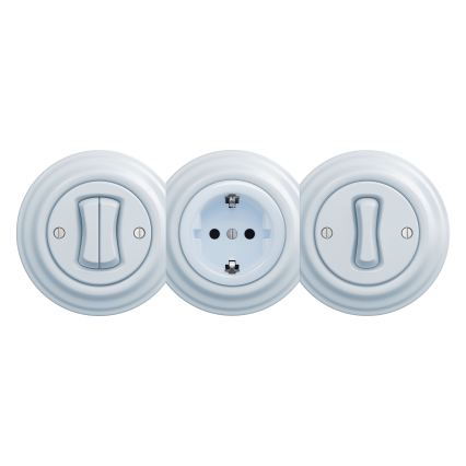 Reblig - Priză retro pentru uz casnic SCHUKO 230V/16A, fără ramă, albastră