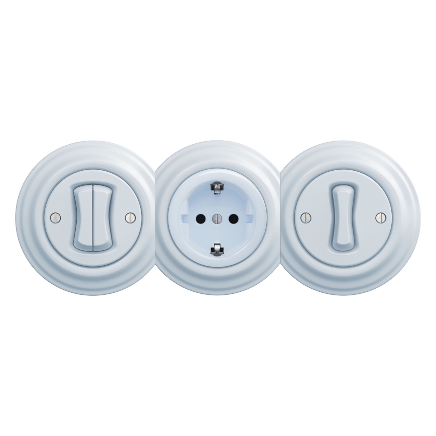 Reblig - Priză retro pentru uz casnic SCHUKO 230V/16A, fără ramă, albastră