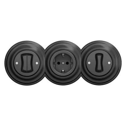 Reblig - Priză retro SCHUKO 230 V/16 A, fără ramă, antracit
