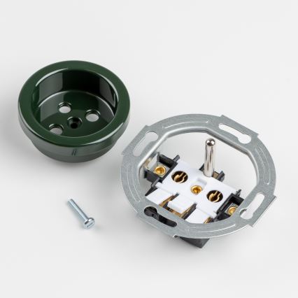 Reblig - Priză retro triplă de perete cu ramă 230V verde