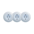 Reblig - Priză retro triplă de perete, pentru uz casnic, cu ramă, SCHUKO 230V, albastru