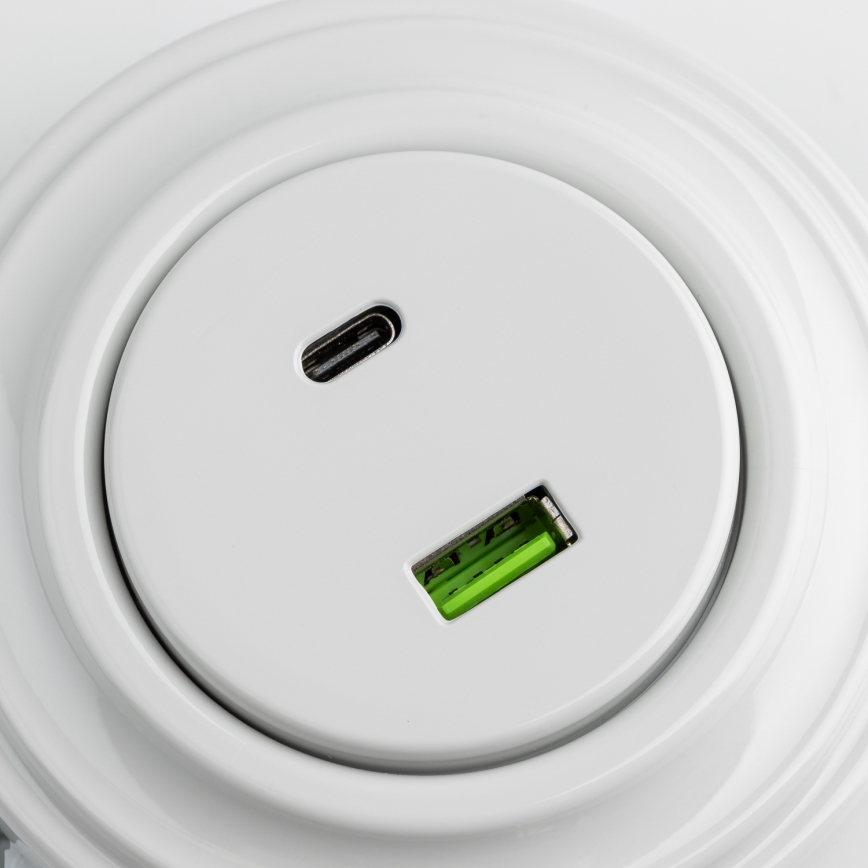 Reblig - Priză retro USB A+C cu ramă ceramică albă