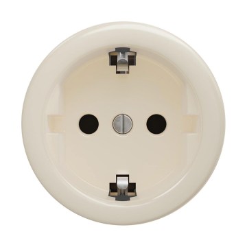 Reblig - Priză SCHUKO retro pentru locuință, fără ramă, 230V/16A, bej