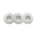 Reblig - Priză triplă retro pentru perete cu ramă, 230 V, ceramică, albă