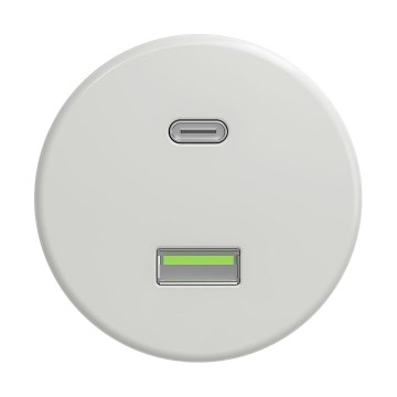 Reblig - Priză USB retro A+C, ceramică albă, fără ramă