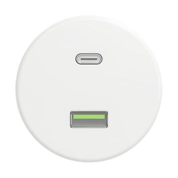 Reblig - Priză USB retro A+C, fără ramă, alb zăpadă