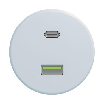 Reblig - Priză USB retro A+C fără ramă, albastră