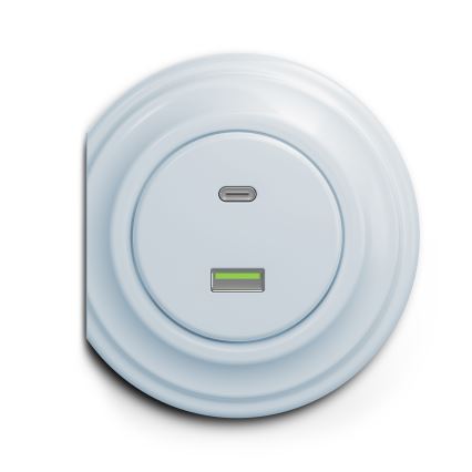 Reblig - Priză USB retro A+C fără ramă, albastră