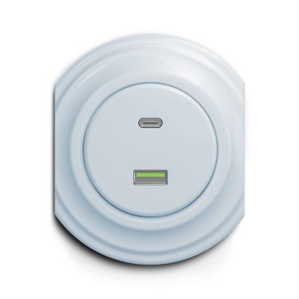 Reblig - Priză USB retro A+C fără ramă, albastră