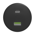 Reblig - Priză USB retro A+C, fără ramă, antracit