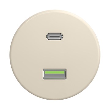 Reblig - Priză USB retro A+C fără ramă bej