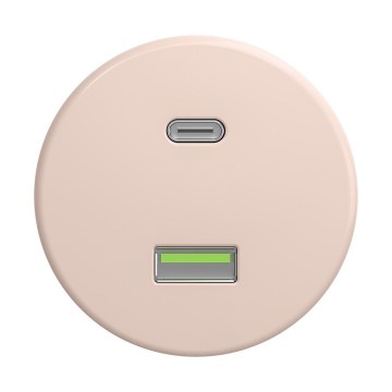 Reblig - Priză USB retro A+C, fără ramă, roz vintage