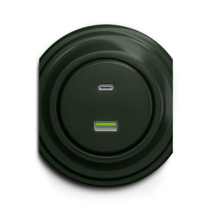 Reblig - Priză USB retro A+C, fără ramă, verde