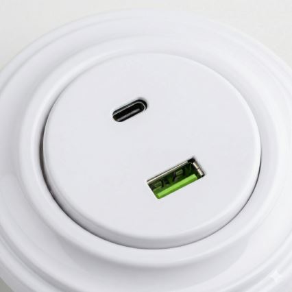 Reblig - Priză USB retro cu porturi A+C și ramă, alb zăpadă