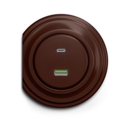Reblig - Priză USB retro cu porturi USB-A și USB-C, fără ramă, maro