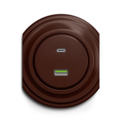 Reblig - Priză USB retro cu porturi USB-A și USB-C, fără ramă, maro