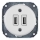 Reblig - Priză USB retro din porțelan, fără ramă, 2x USB-A, alb