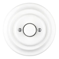 Reblig - Regulator de intensitate luminosă rotativ retro din porțelan, cu ramă, 250V/10A, alb