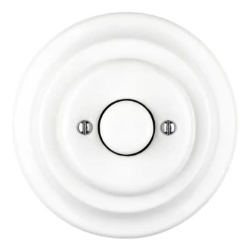 Reblig - Regulator de intensitate luminosă rotativ retro din porțelan, cu ramă, 250V/10A, alb