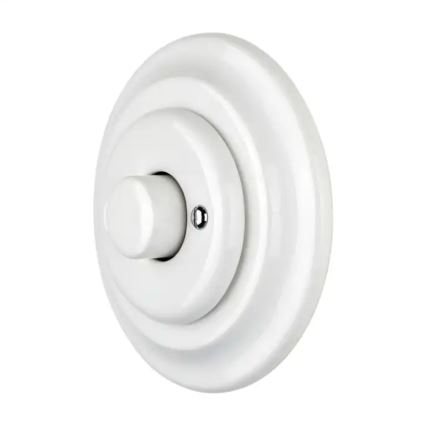 Reblig - Regulator de intensitate luminosă rotativ retro din porțelan, cu ramă, 250V/10A, alb