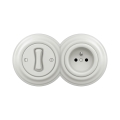 Reblig - Retro întrerupător unipolar nr. 1 și priză 230 V cu ramă, alb ceramic