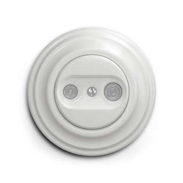 Reblig - Retro priză abonat TV+Radio (terminală) cu ramă, ceramică albă