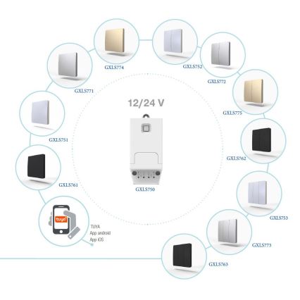Receptor 12/24 V pentru întrerupătoare cinetice fără fir