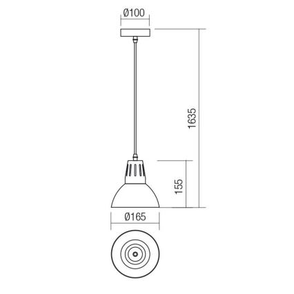 Redo 01-1279 - Pendul pe cablu PEEP 1xE27/42W/230V Ø 16,5 cm, negru