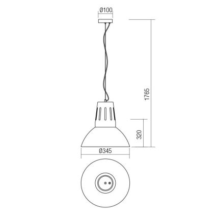 Redo 01-1281 - Lustră suspendată cu cablu PEEP 1xE27/42W/230V Ø 34,5 cm neagră
