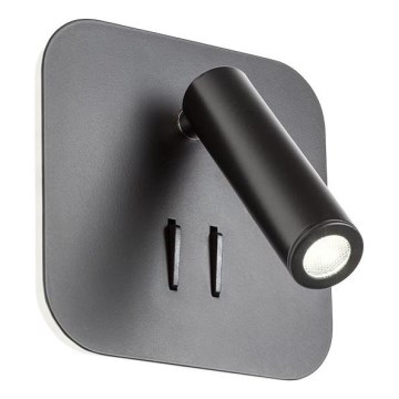 Redo 01-1492 - Aplică LED de perete QUDA, LED/6W/230V + LED/3W, CRI 90, negru