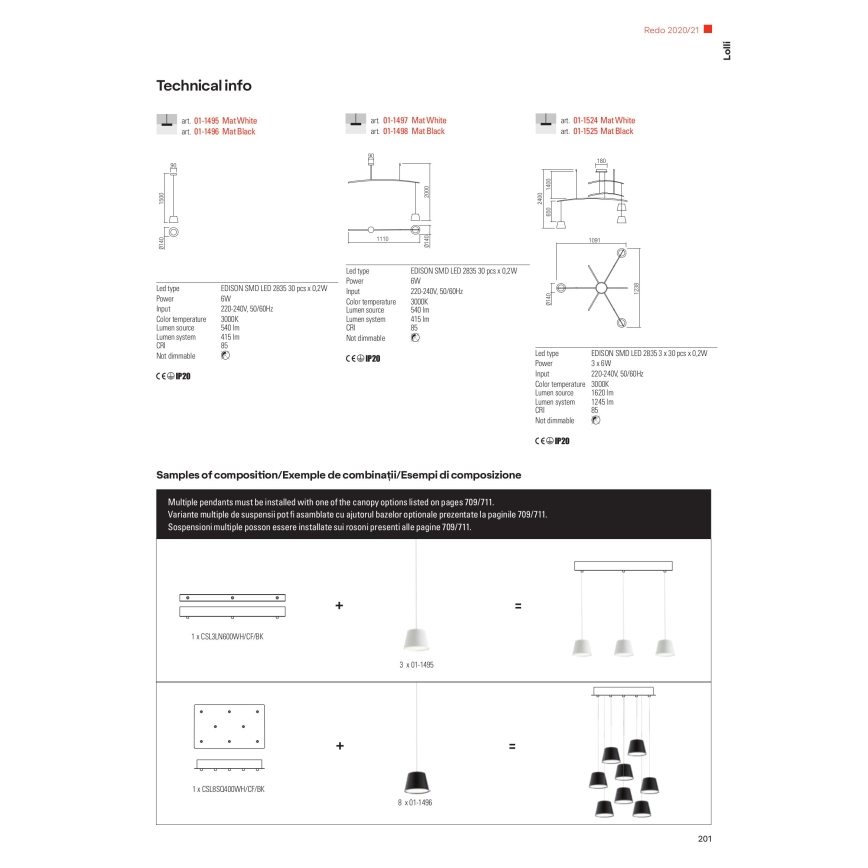 Redo 01-1496 - Lustră LED pe cablu LOLLI LED/6W/230V, Ø 14 cm, negru