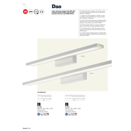 Redo 01-1527 - Aplica LED pentru oglindă de baie DAO LED/36W/230V 90 cm IP44 albă