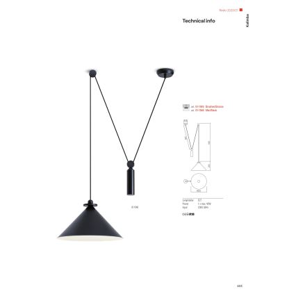 Redo 01-1545 - Lustră pe cablu KALIMBA 1xE27/42W/230V bronz