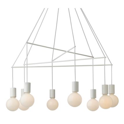 Redo 01-1564 - Lustra suspendată pe cablu MIKADO 8xE27/42W/230V Ø 82 cm alb