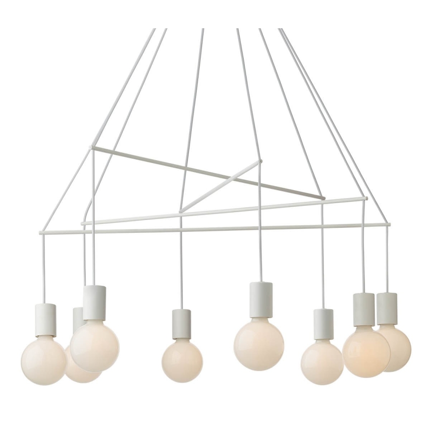 Redo 01-1564 - Lustra suspendată pe cablu MIKADO 8xE27/42W/230V Ø 82 cm alb