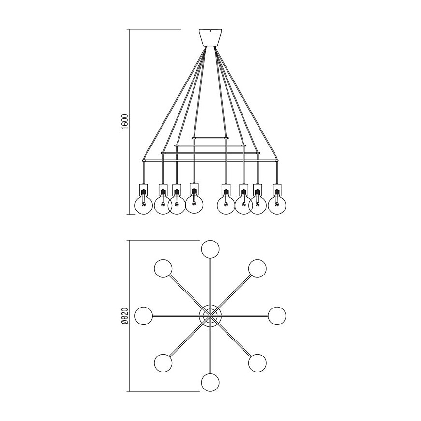 Redo 01-1564 - Lustra suspendată pe cablu MIKADO 8xE27/42W/230V Ø 82 cm alb