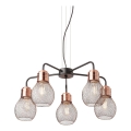 Redo 01-1580 - Candelabru suspendat pe cablu EDISON, 5x E27 / 42W / 230V, Ø 53 cm, negru/cupru