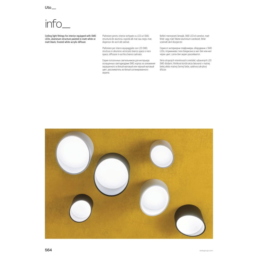 Redo 01-1629 - Spot LED UTO, 18 W, 230 V, Ø 14 cm, alb