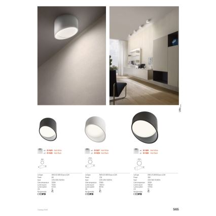 Redo 01-1629 - Spot LED UTO, 18 W, 230 V, Ø 14 cm, alb