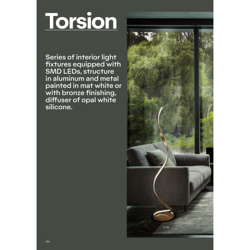 Redo 01-1796 - Lustră LED TORSION, suspendată pe cablu, LED/40W/230V, diametru 74 cm, bronz