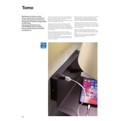 Redo 01-1807 - Aplică LED de perete TOMO cu lampă flexibilă 1xE27/42W/230V + LED/3W/230V, albă