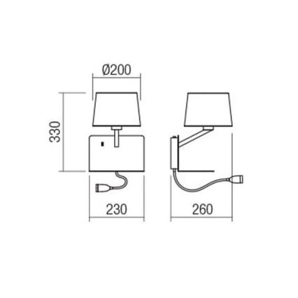Redo 01-1807 - Aplică LED de perete TOMO cu lampă flexibilă 1xE27/42W/230V + LED/3W/230V, albă