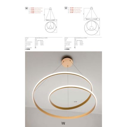 Redo 01-1889 - Candelabru LED dimabil suspendat pe cablu TORSION LED/29W/230V Ø 55 cm, bronz