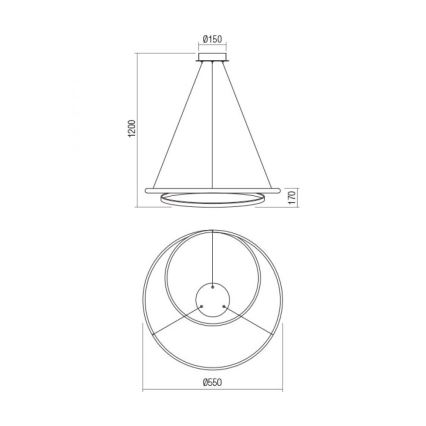 Redo 01-1889 - Candelabru LED dimabil suspendat pe cablu TORSION LED/29W/230V Ø 55 cm, bronz
