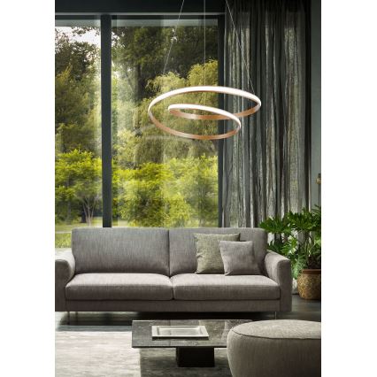 Redo 01-1891 - Lustră LED dimabilă TORSION, suspendată pe cablu, 35W/230V, diametru 75 cm, finisaj bronz