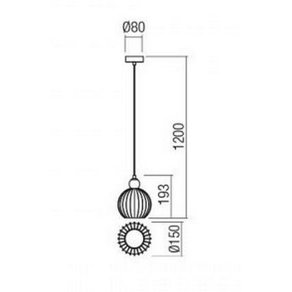 Redo 01-2064 - Pendul PLUMEN pe cablu, 1xE14/42W/230V, Ø 15 cm, cupru