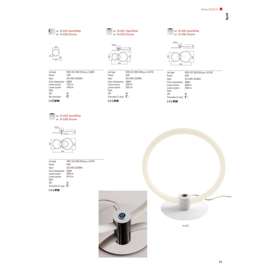 Redo 01-2221 - Plafonieră LED dimmabilă SPELL LED/32W/230V, albă