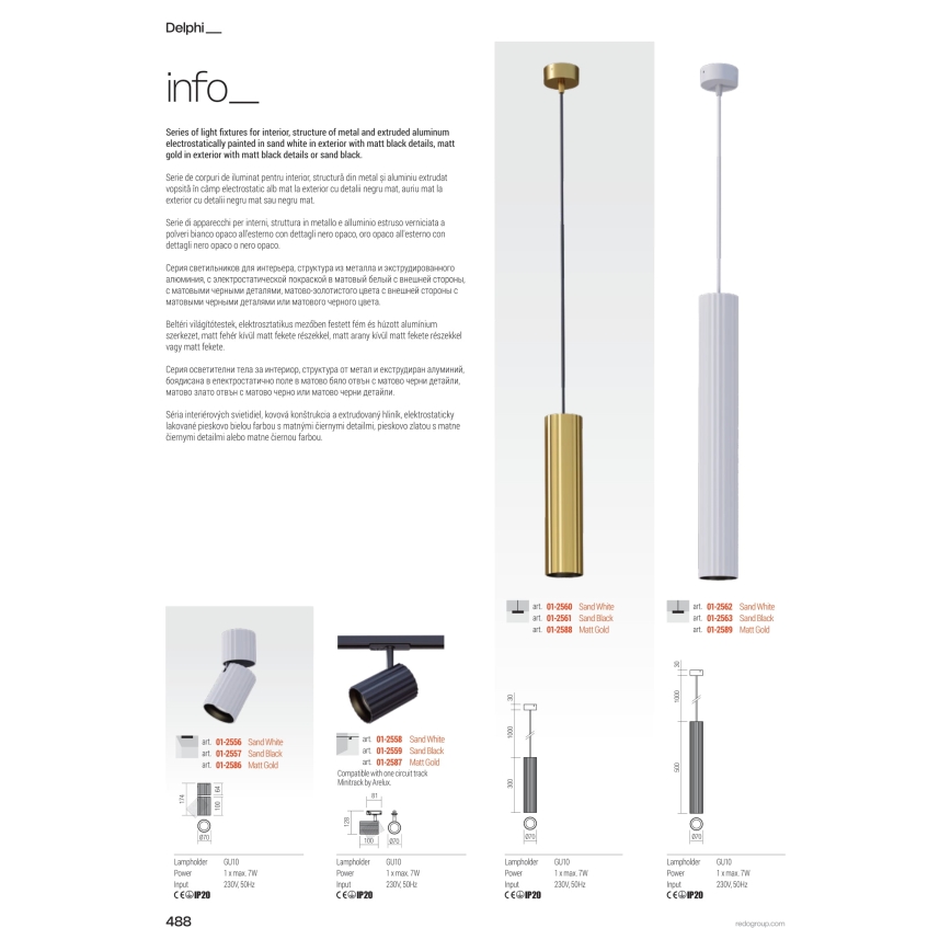 Redo 01-2554 - Spot DELPHI 1x GU10/7W/230V, Ø 7 cm, alb