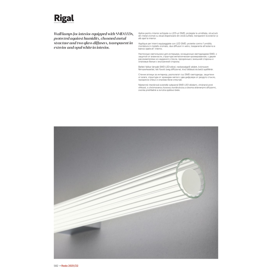 Redo 01-2591 - Aplica LED pentru oglindă de baie RIGAL LED/12W/230V 60 cm CRI 90 IP44 crom lucios/alb